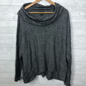 Willi Smith Women's 2X Long Sleeve Cowl Neck Pullover Sweater Cotton Blend Gray